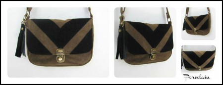 Art 1046 cartera broche maletin, detalle V $260 Marrón y negro